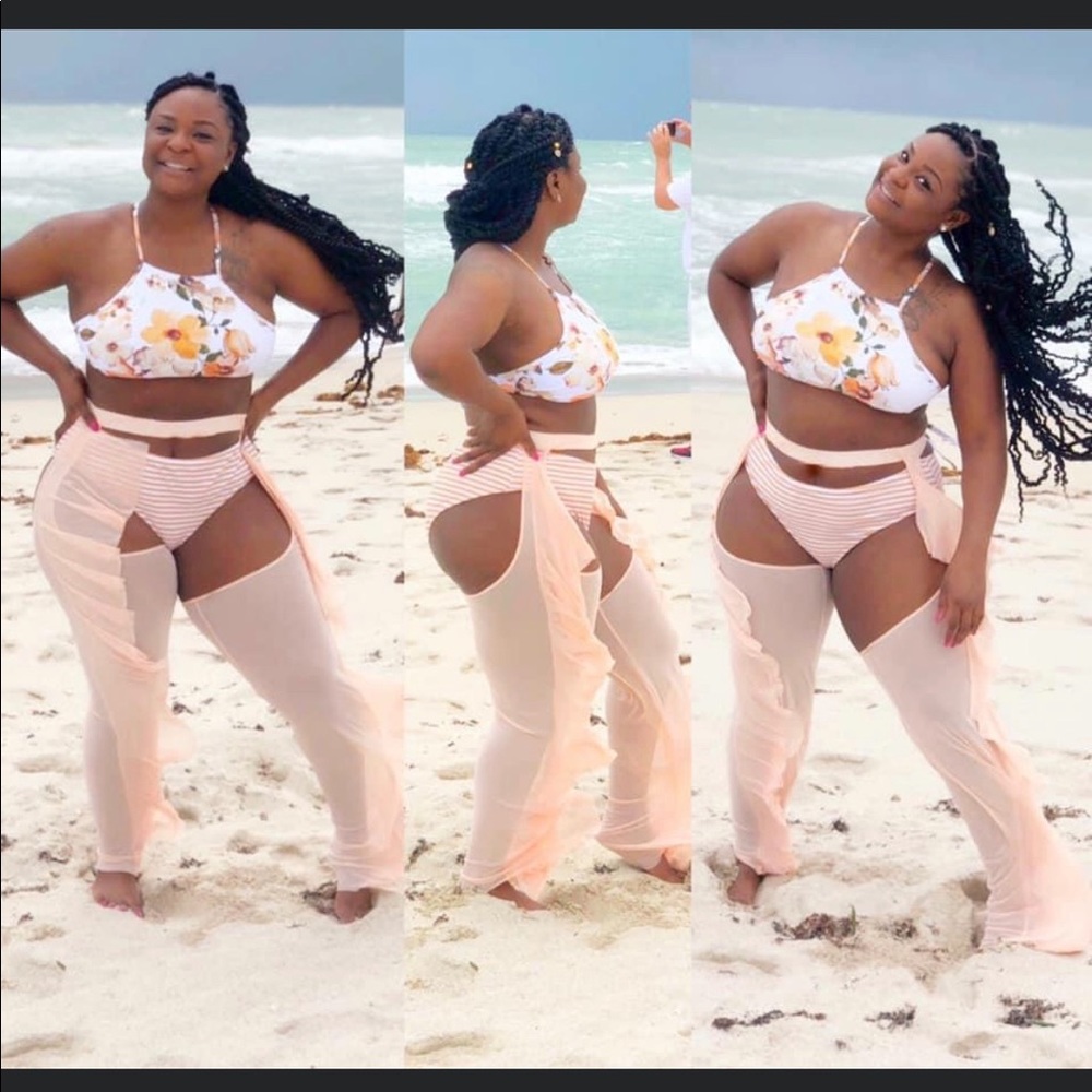 Peach sheer cover up pants